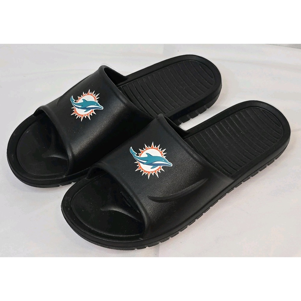 Miami Dolphins Slides Sandals Black Logo NFL Size‎ Small 7/8